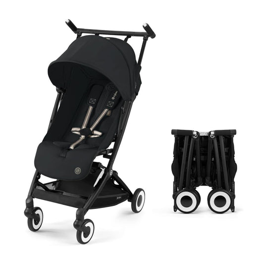 Libelle 2 Travel Baby Stroller - Lightweight Carry-On Travel Stroller for Airplane with One-Hand Recline, Compatible with Car Seats, Magic Black
