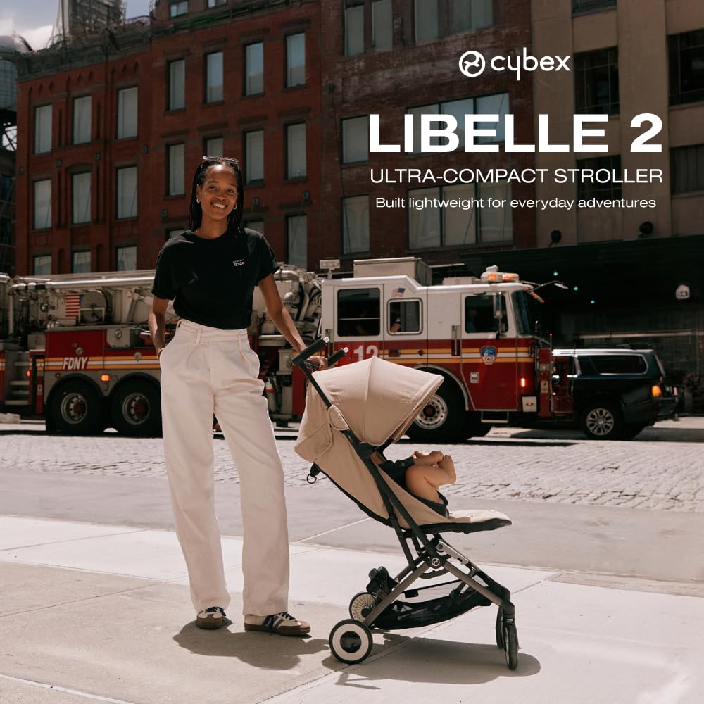 Libelle 2 Travel Baby Stroller - Lightweight Carry-On Travel Stroller for Airplane with One-Hand Recline, Compatible with Car Seats, Magic Black