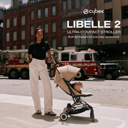 Libelle 2 Travel Baby Stroller - Lightweight Carry-On Travel Stroller for Airplane with One-Hand Recline, Compatible with Car Seats, Magic Black