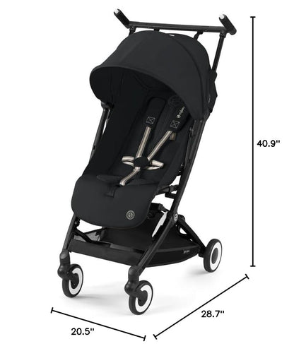 Libelle 2 Travel Baby Stroller - Lightweight Carry-On Travel Stroller for Airplane with One-Hand Recline, Compatible with Car Seats, Magic Black