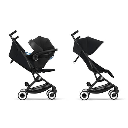 Libelle 2 Travel Baby Stroller - Lightweight Carry-On Travel Stroller for Airplane with One-Hand Recline, Compatible with Car Seats, Magic Black