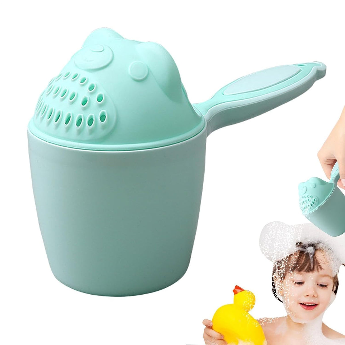 Bath Rinse Cup – PP 10.5x10cm Bear Design | Shampoo Waterfall Rinser and Shower Head Pitcher | Tear-Free Eye-Protecting Bath Water Cup for Infants and Hair Washing