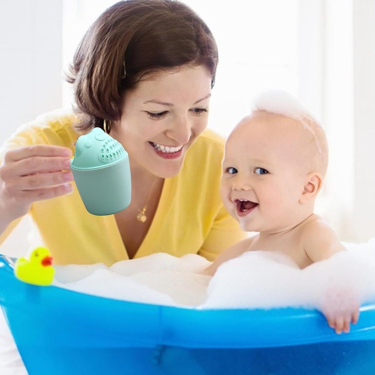 Bath Rinse Cup – PP 10.5x10cm Bear Design | Shampoo Waterfall Rinser and Shower Head Pitcher | Tear-Free Eye-Protecting Bath Water Cup for Infants and Hair Washing