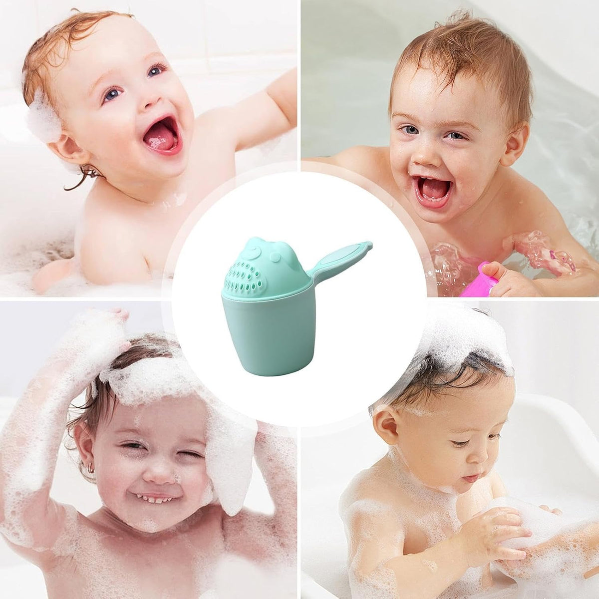 Bath Rinse Cup – PP 10.5x10cm Bear Design | Shampoo Waterfall Rinser and Shower Head Pitcher | Tear-Free Eye-Protecting Bath Water Cup for Infants and Hair Washing