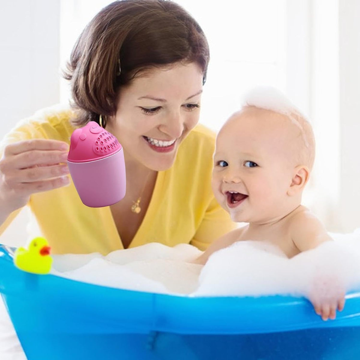 Bath Rinse Cup – PP 10.5x10cm Bear Design | Shampoo Waterfall Rinser and Shower Head Pitcher | Tear-Free Eye-Protecting Bath Water Cup for Infants and Hair Washing