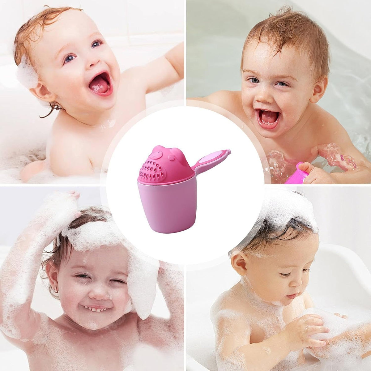 Bath Rinse Cup – PP 10.5x10cm Bear Design | Shampoo Waterfall Rinser and Shower Head Pitcher | Tear-Free Eye-Protecting Bath Water Cup for Infants and Hair Washing