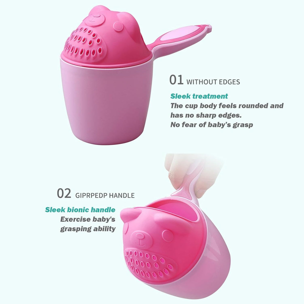 Bath Rinse Cup – PP 10.5x10cm Bear Design | Shampoo Waterfall Rinser and Shower Head Pitcher | Tear-Free Eye-Protecting Bath Water Cup for Infants and Hair Washing