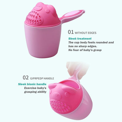 Bath Rinse Cup – PP 10.5x10cm Bear Design | Shampoo Waterfall Rinser and Shower Head Pitcher | Tear-Free Eye-Protecting Bath Water Cup for Infants and Hair Washing