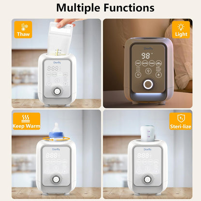 Swirlable Baby Bottle Warmer 3 Mins Fast Bottle Warmer 9 in 1 Bottle Warmer for Breastmilk & Formula Accurate Tempertature Control Milk Warmer for Baby with Night Light for Bedroom