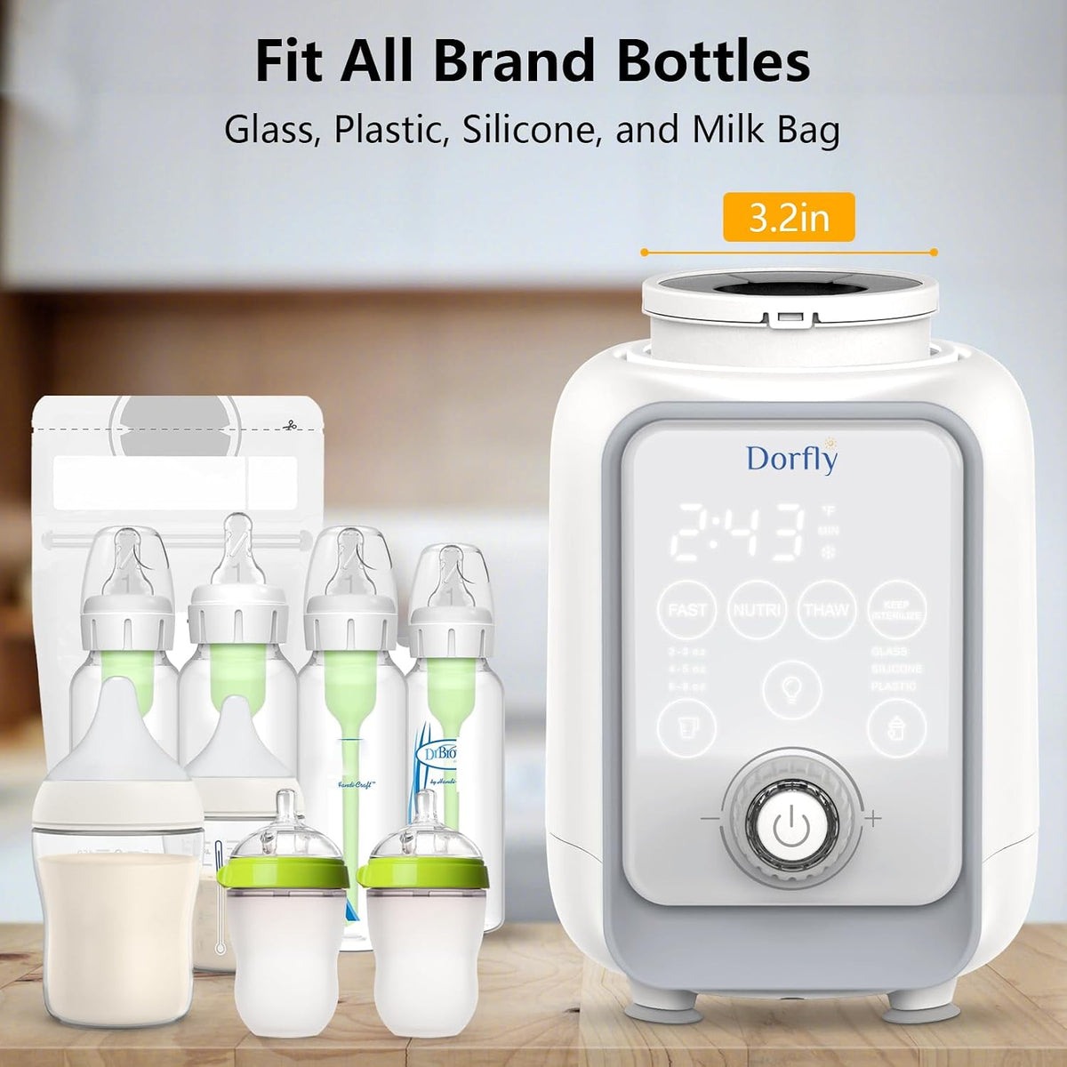 Swirlable Baby Bottle Warmer 3 Mins Fast Bottle Warmer 9 in 1 Bottle Warmer for Breastmilk & Formula Accurate Tempertature Control Milk Warmer for Baby with Night Light for Bedroom