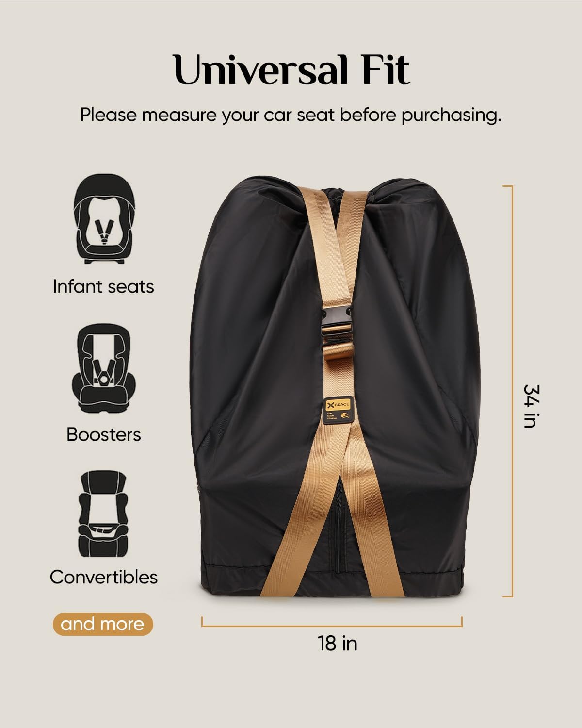Carseat Travel Bag for Airplane, Comfortable Car Seat Cover for Airplane Travel, 100% Breakproof Gate Check Storage Bags for Carseats