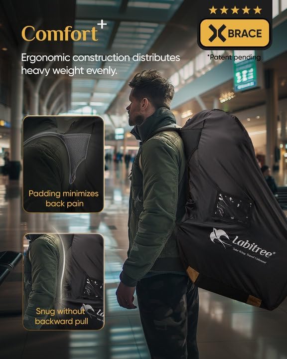 Carseat Travel Bag for Airplane, Comfortable Car Seat Cover for Airplane Travel, 100% Breakproof Gate Check Storage Bags for Carseats