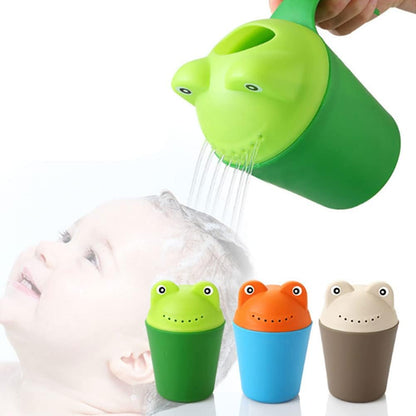 Rinse Shampoo Rinser Baby Bath Rinse Cup Baby Wash Hair Cup by Protecting Infant Eyes, Newborn Cartoon Frog Shower Sprinkler Clean Hair Body Wash Shampoo Spoon Tub (Rose Red)