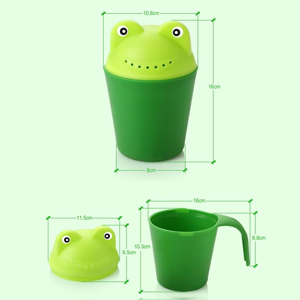 Rinse Shampoo Rinser Baby Bath Rinse Cup Baby Wash Hair Cup by Protecting Infant Eyes, Newborn Cartoon Frog Shower Sprinkler Clean Hair Body Wash Shampoo Spoon Tub (Rose Red)