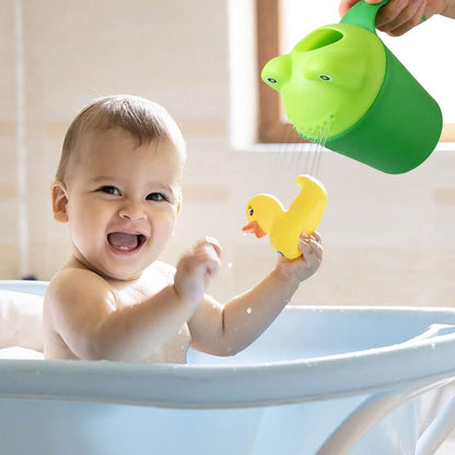 Rinse Shampoo Rinser Baby Bath Rinse Cup Baby Wash Hair Cup by Protecting Infant Eyes, Newborn Cartoon Frog Shower Sprinkler Clean Hair Body Wash Shampoo Spoon Tub (Rose Red)