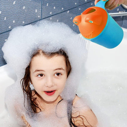 Rinse Shampoo Rinser Baby Bath Rinse Cup Baby Wash Hair Cup by Protecting Infant Eyes, Newborn Cartoon Frog Shower Sprinkler Clean Hair Body Wash Shampoo Spoon Tub (Rose Red)