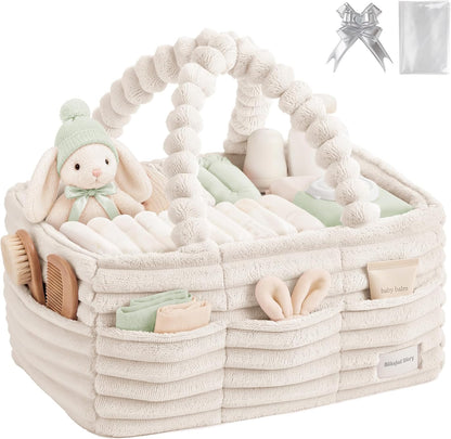 Flannel Diaper Caddy Organizer & Gift Packaging, Blush Pink