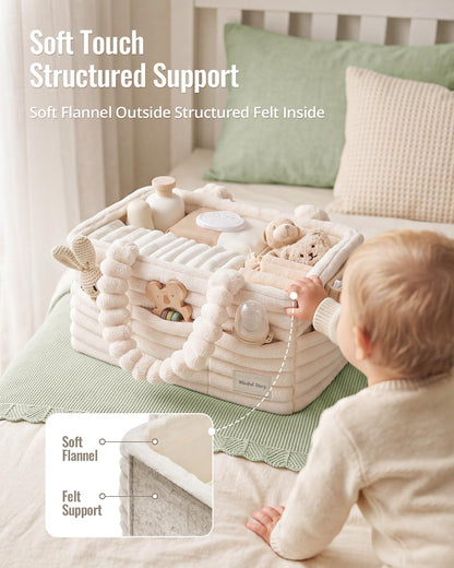 Flannel Diaper Caddy Organizer & Gift Packaging, Blush Pink