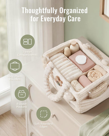 Flannel Diaper Caddy Organizer & Gift Packaging, Blush Pink