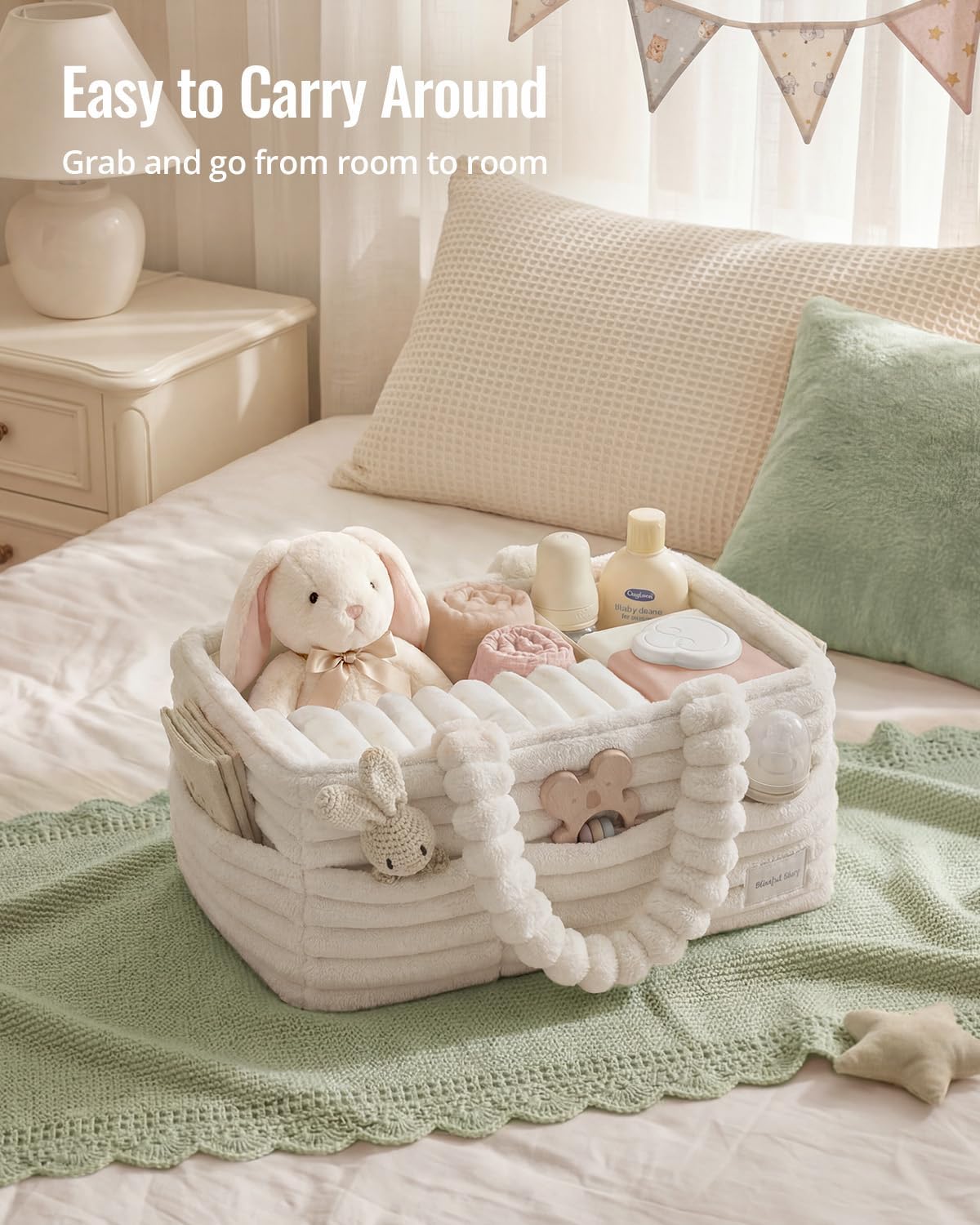 Flannel Diaper Caddy Organizer & Gift Packaging, Blush Pink