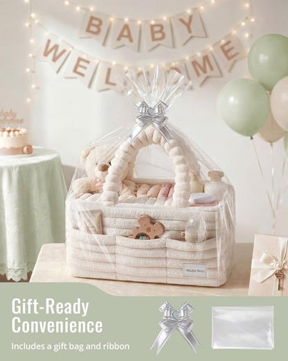 Flannel Diaper Caddy Organizer & Gift Packaging, Blush Pink