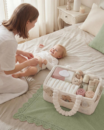Flannel Diaper Caddy Organizer & Gift Packaging, Blush Pink