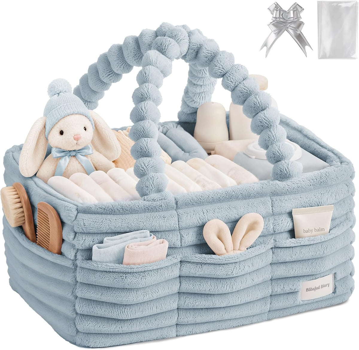 Flannel Diaper Caddy Organizer & Gift Packaging, Blush Pink