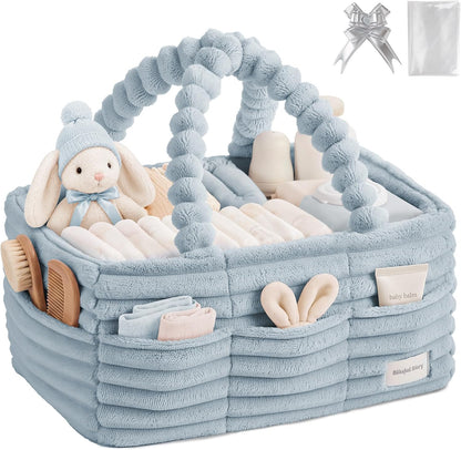 Flannel Diaper Caddy Organizer & Gift Packaging, Blush Pink