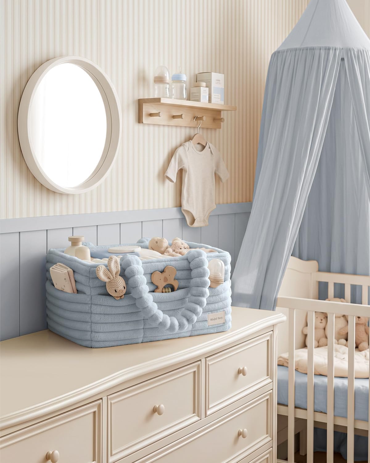 Flannel Diaper Caddy Organizer & Gift Packaging, Blush Pink