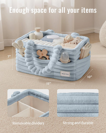 Flannel Diaper Caddy Organizer & Gift Packaging, Blush Pink