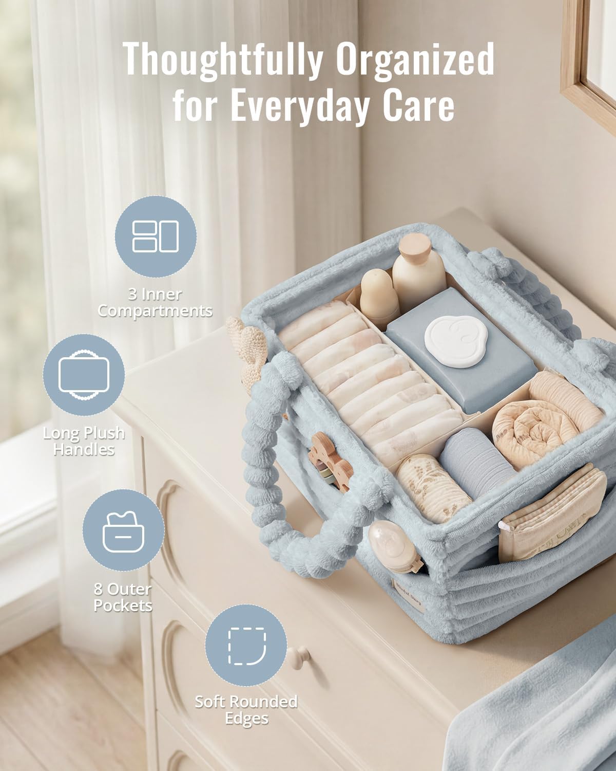 Flannel Diaper Caddy Organizer & Gift Packaging, Blush Pink