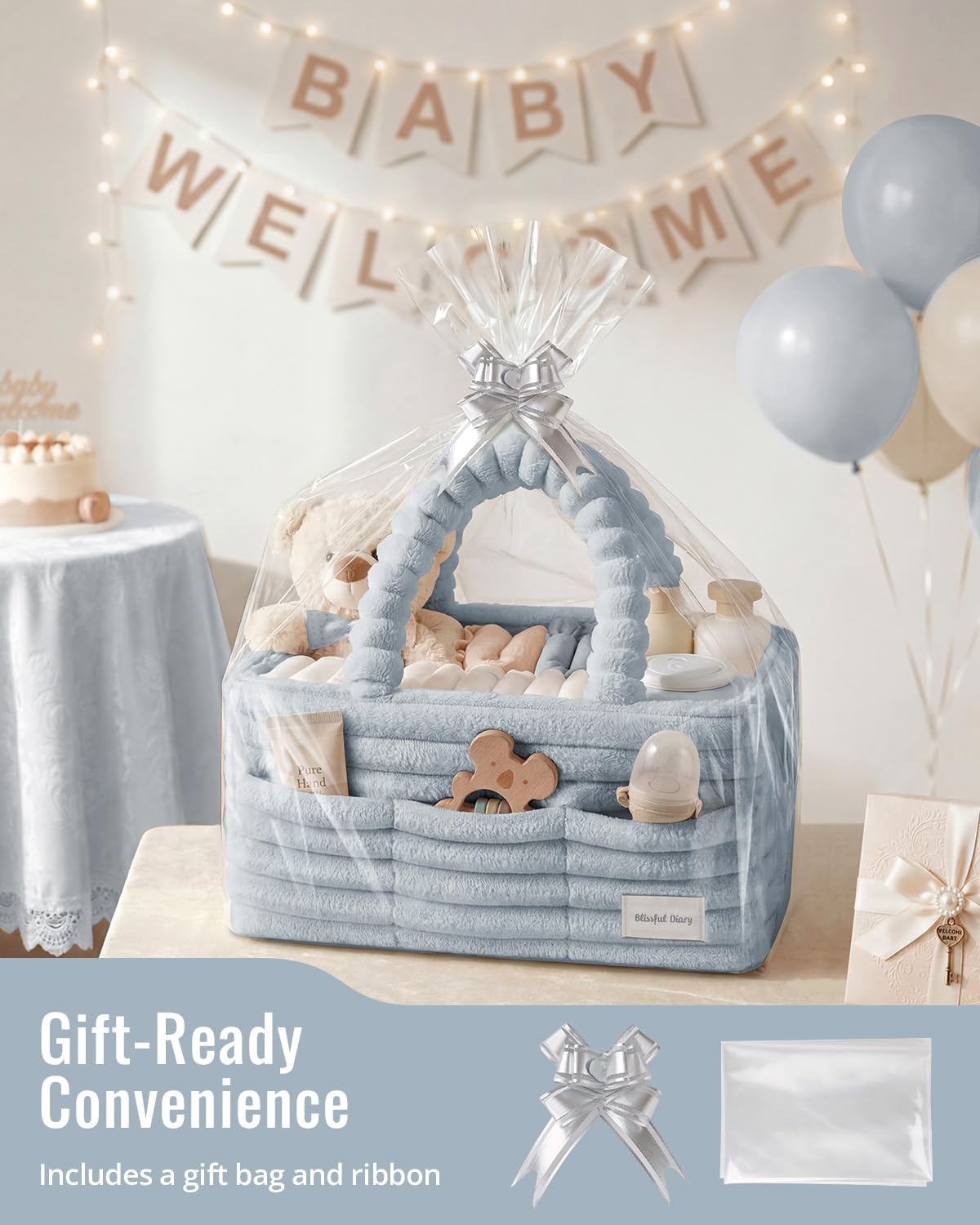 Flannel Diaper Caddy Organizer & Gift Packaging, Blush Pink