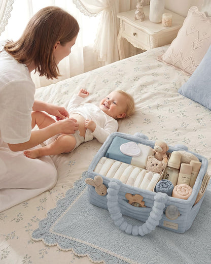 Flannel Diaper Caddy Organizer & Gift Packaging, Blush Pink