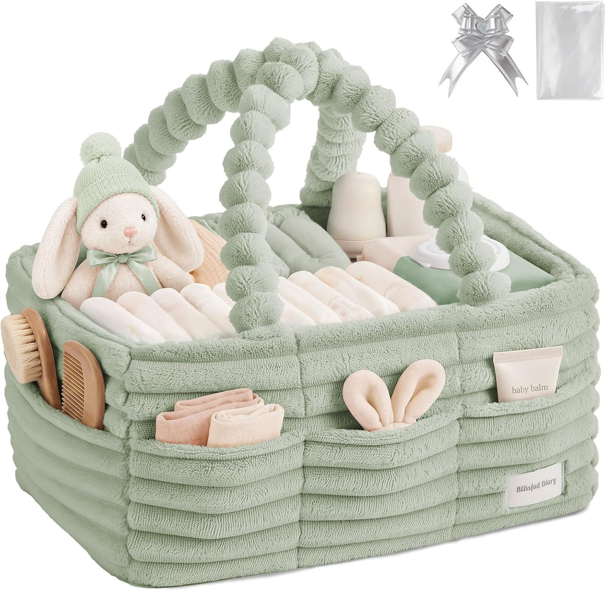 Flannel Diaper Caddy Organizer & Gift Packaging, Blush Pink