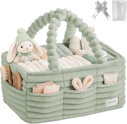 Flannel Diaper Caddy Organizer & Gift Packaging, Blush Pink
