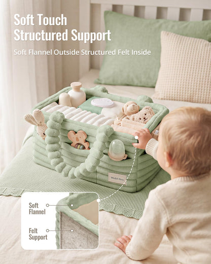 Flannel Diaper Caddy Organizer & Gift Packaging, Blush Pink