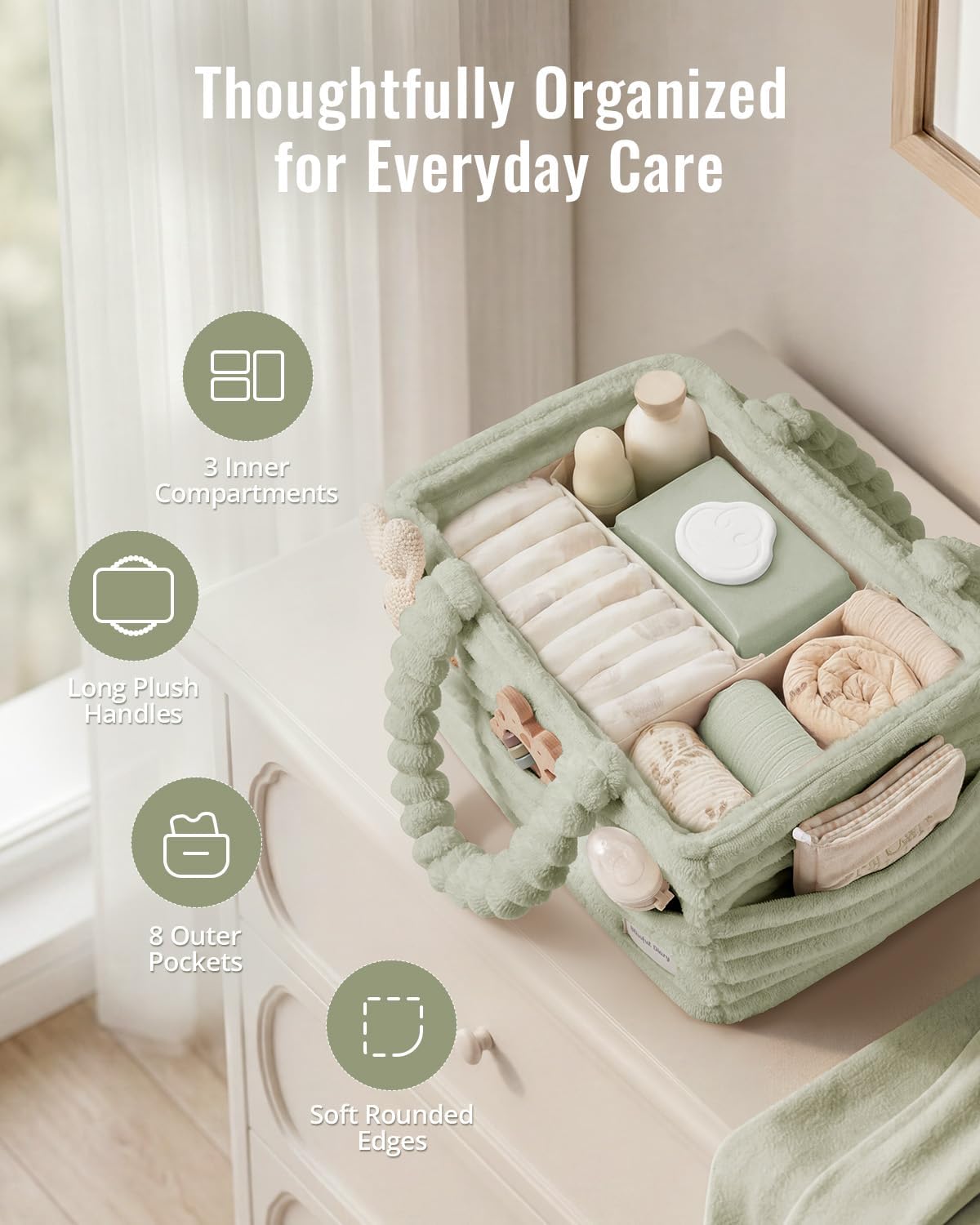 Flannel Diaper Caddy Organizer & Gift Packaging, Blush Pink