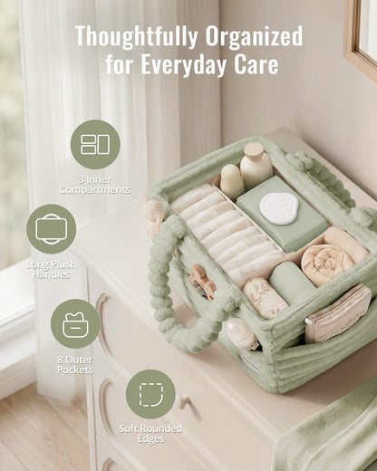 Flannel Diaper Caddy Organizer & Gift Packaging, Blush Pink