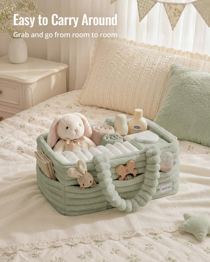 Flannel Diaper Caddy Organizer & Gift Packaging, Blush Pink