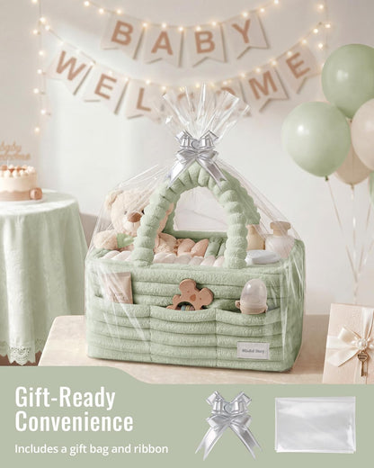 Flannel Diaper Caddy Organizer & Gift Packaging, Blush Pink