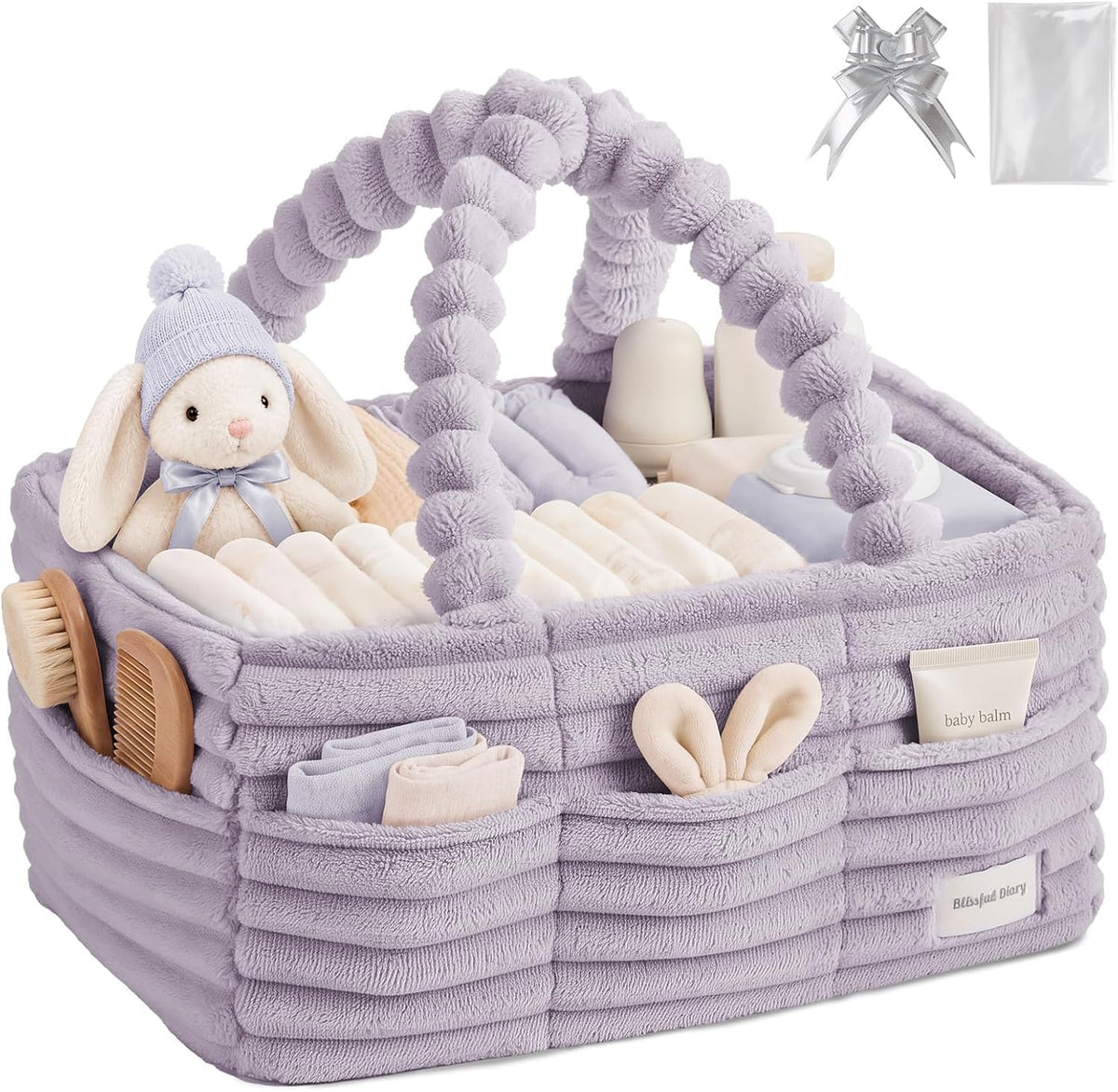 Flannel Diaper Caddy Organizer & Gift Packaging, Blush Pink