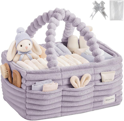 Flannel Diaper Caddy Organizer & Gift Packaging, Blush Pink