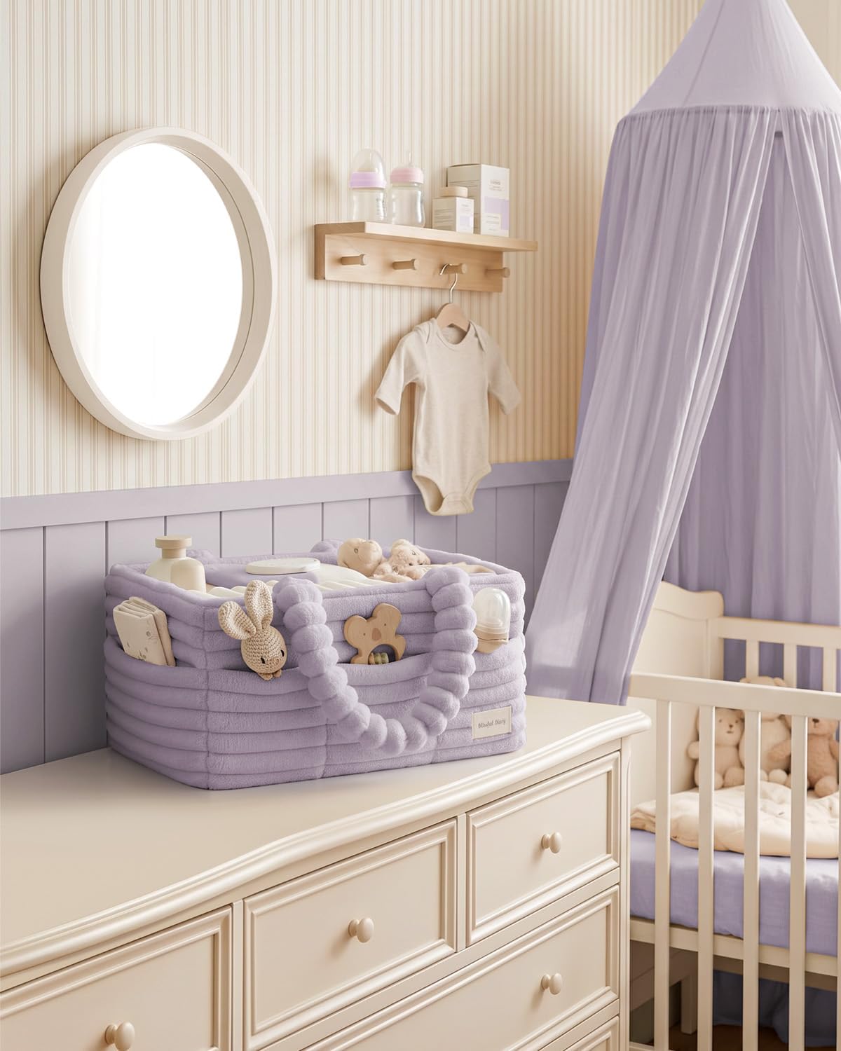 Flannel Diaper Caddy Organizer & Gift Packaging, Blush Pink