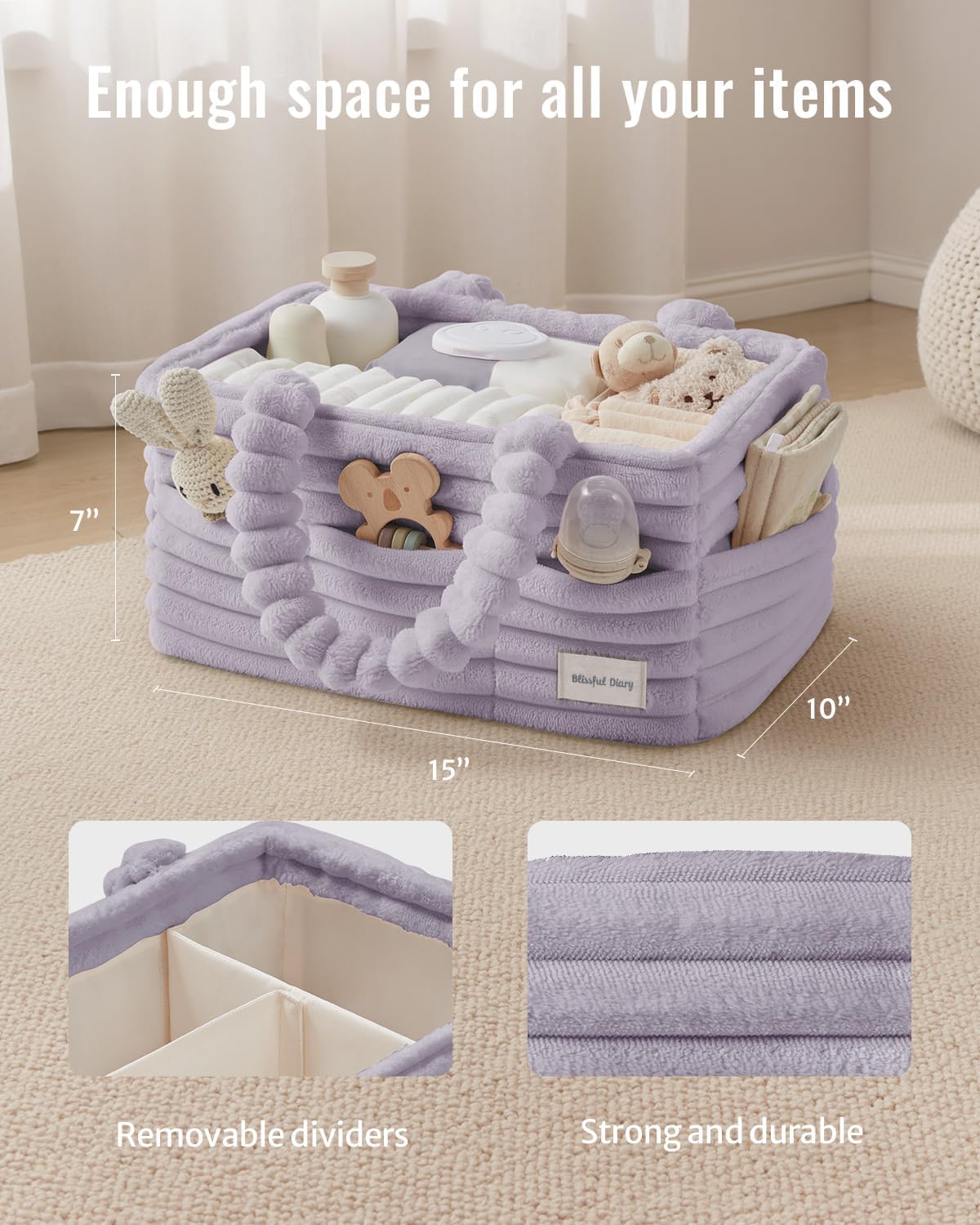 Flannel Diaper Caddy Organizer & Gift Packaging, Blush Pink