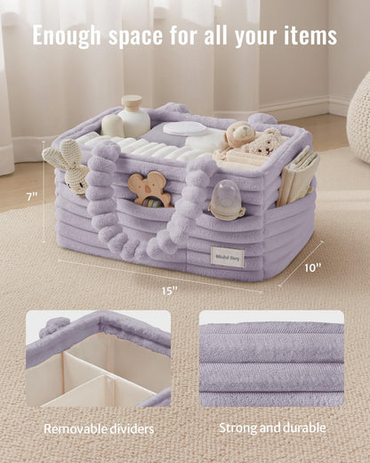 Flannel Diaper Caddy Organizer & Gift Packaging, Blush Pink
