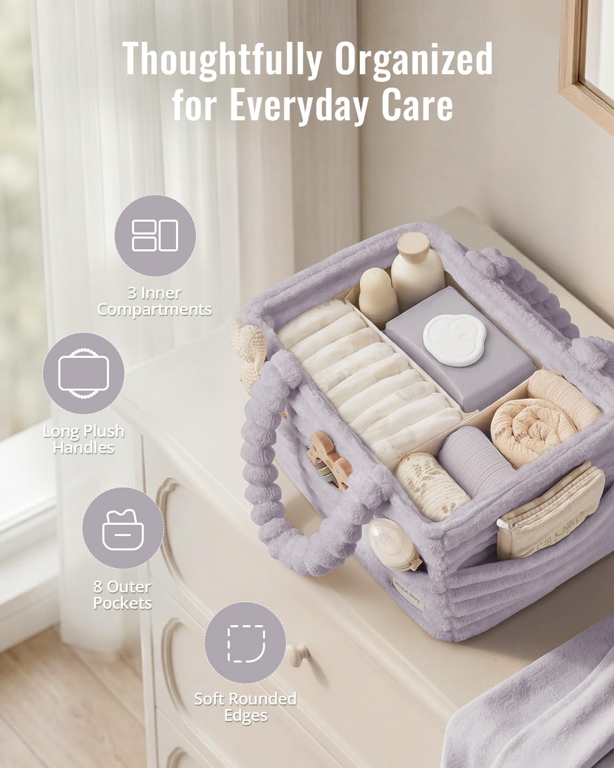 Flannel Diaper Caddy Organizer & Gift Packaging, Blush Pink