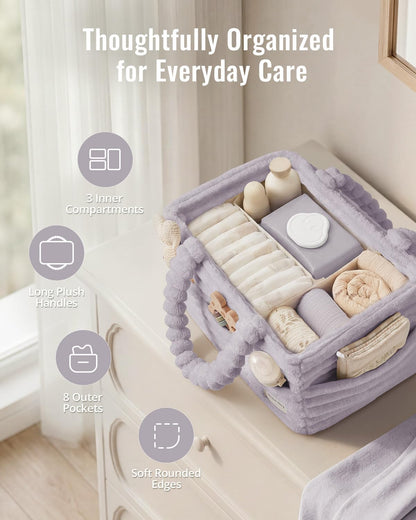 Flannel Diaper Caddy Organizer & Gift Packaging, Blush Pink