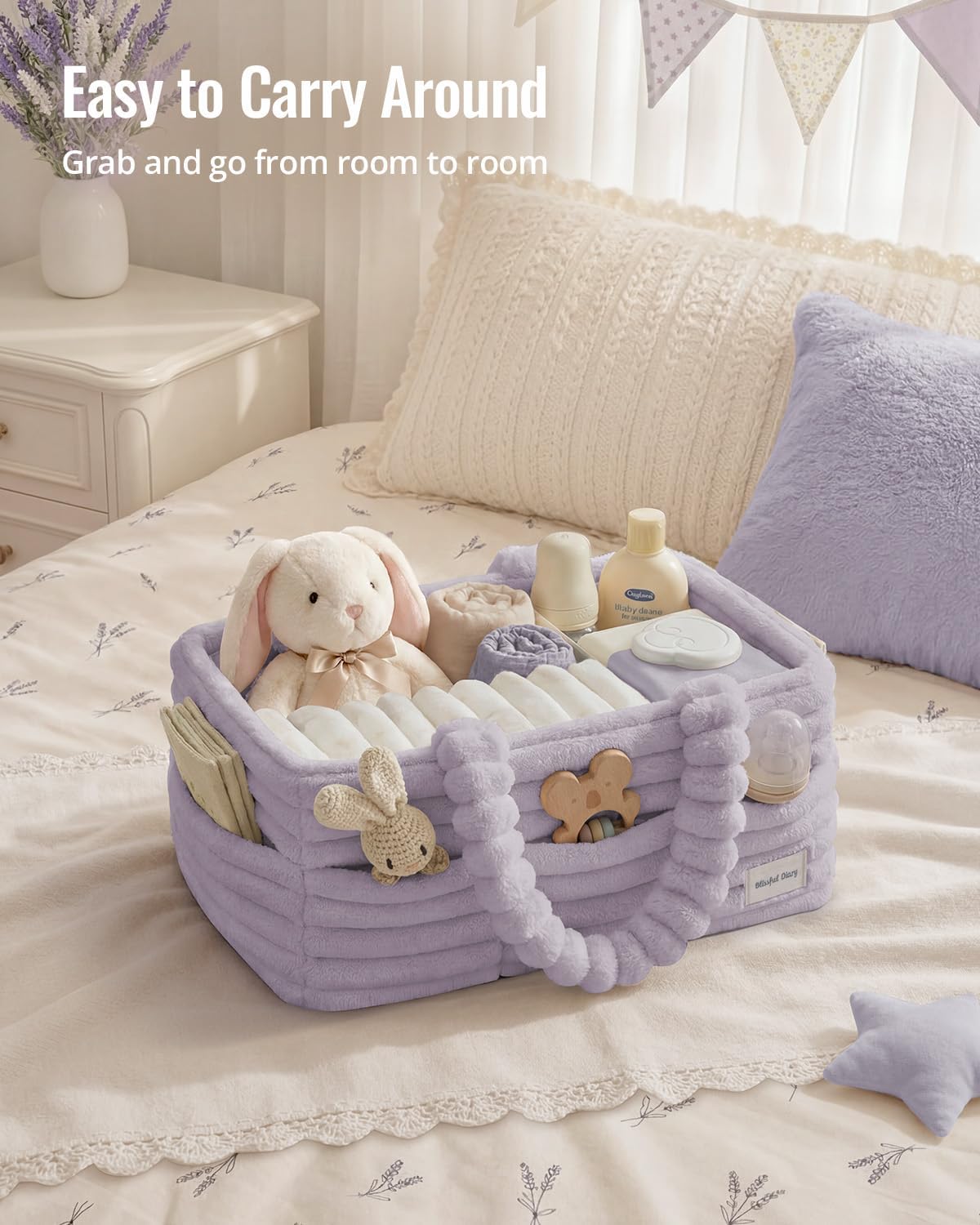 Flannel Diaper Caddy Organizer & Gift Packaging, Blush Pink