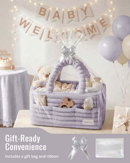 Flannel Diaper Caddy Organizer & Gift Packaging, Blush Pink