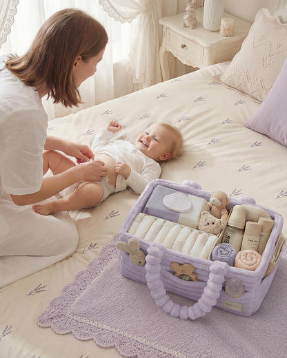 Flannel Diaper Caddy Organizer & Gift Packaging, Blush Pink